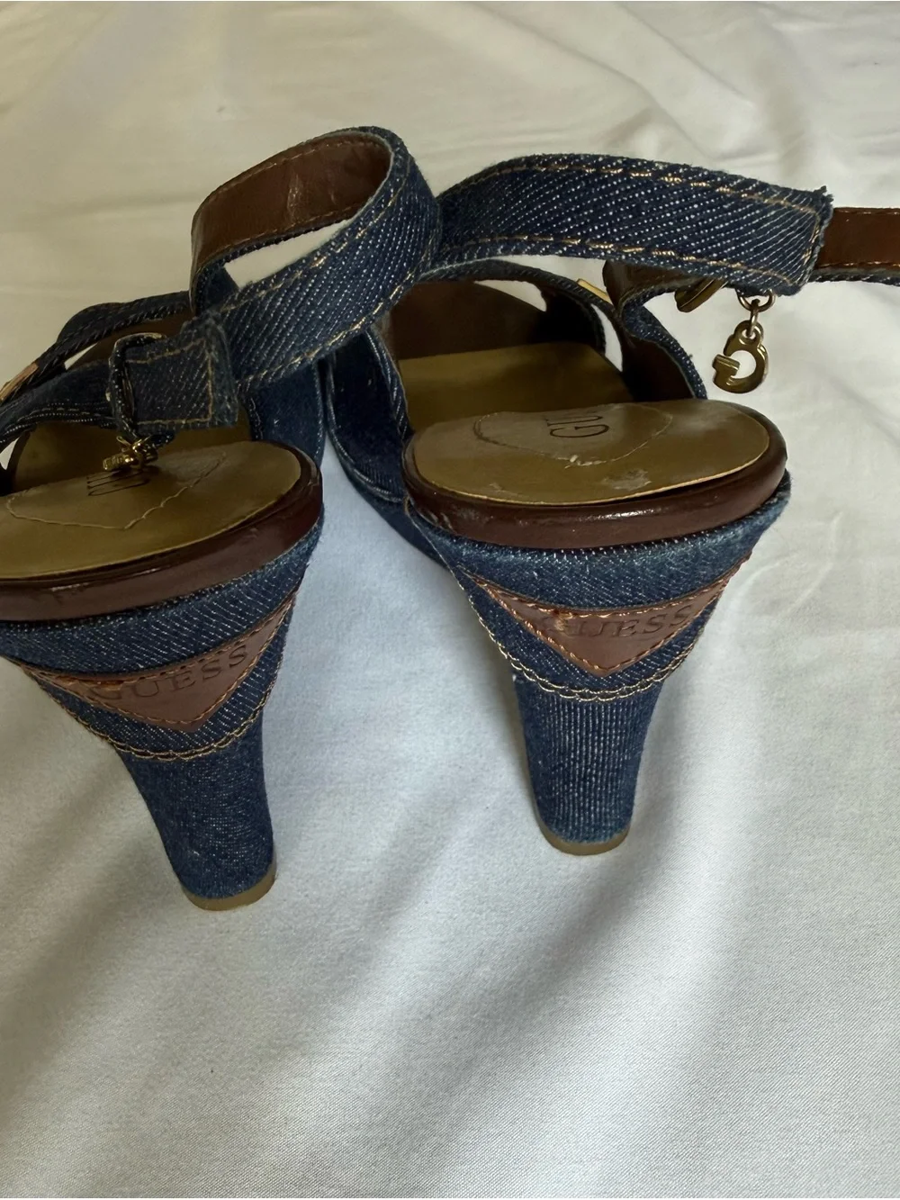 Guess Y2K Denim Wedge Slingback Wedges -